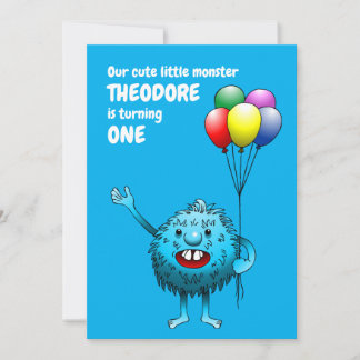 Fluffy Niedlich Monster Einladung zum Geburtstag