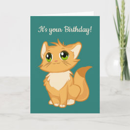 Fluffy Orange Cat Design Grußkarte Feiertagskarte