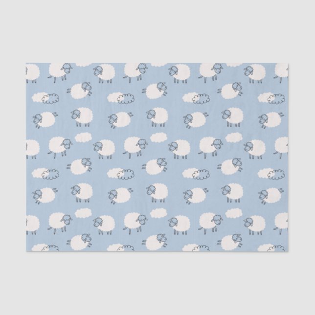 Fluffy Pastel Blue Lamb Pattern Seidenpapier (Vorderseite)