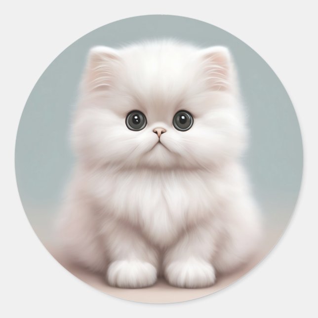 Fluffy Persian Kinderzimmer Cat Art Runder Aufkleber (Vorderseite)