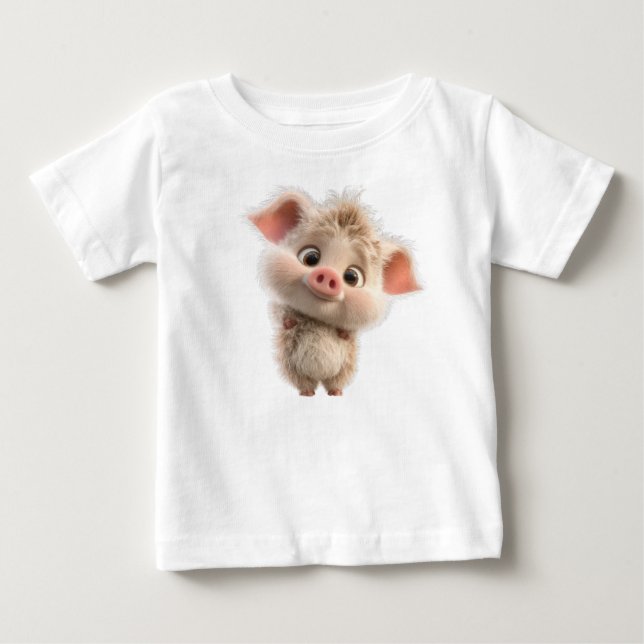 Fluffy Piglet mit Big Eyes Baby T-shirt (Vorderseite)