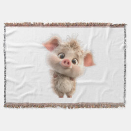 Fluffy Piglet mit Big Eyes Decke