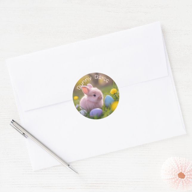 Fluffy Pink Bunny Sticker - Niedlich, PastellOster (Umschlag)