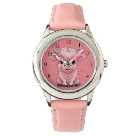 Fluffy Pink Highlands Scottish Cow Armbanduhr
