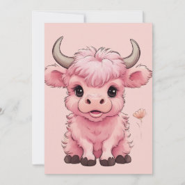 Fluffy Pink Highlands Scottish Cow Feiertagskarte