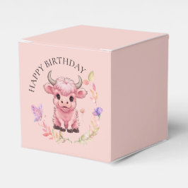 Fluffy Pink Highlands Scottish Cow Geschenkschachtel