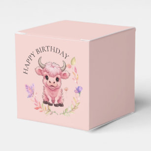 Fluffy Pink Highlands Scottish Cow Geschenkschachtel