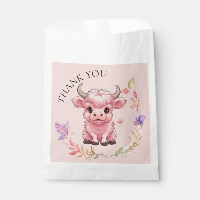 Fluffy Pink Highlands Scottish Cow Geschenktütchen (Vorderseite)