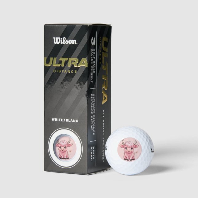 Fluffy Pink Highlands Scottish Cow Golfball (Verpackungen)