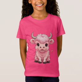 Fluffy Pink Highlands Scottish Cow T-Shirt