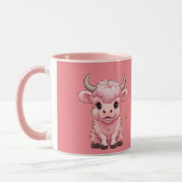 Fluffy Pink Highlands Scottish Cow Tasse