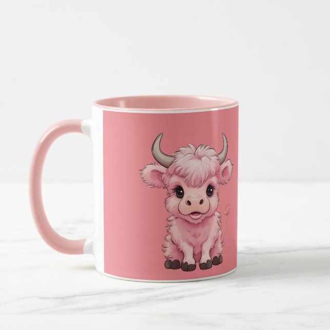 Fluffy Pink Highlands Scottish Cow Tasse (Links)