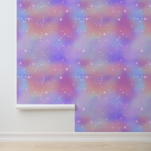 Fluffy Pink Lila Unicorod Wolken Sterne Magisch Tapete