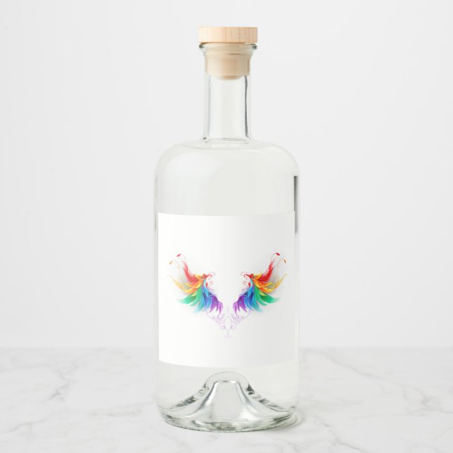 Fluffy Rainbow Wings Alkoholflaschenetikett (Vorderseite)