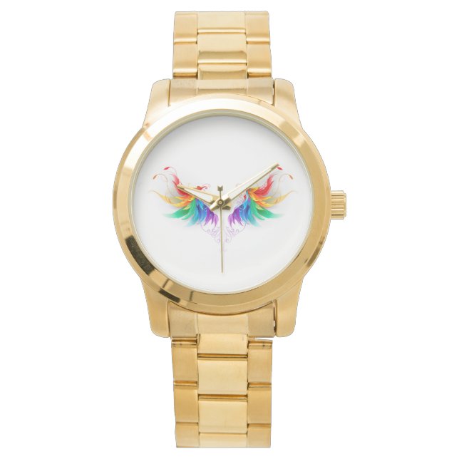 Fluffy Rainbow Wings Armbanduhr (Vorderseite)