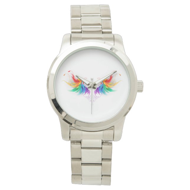 Fluffy Rainbow Wings Armbanduhr (Vorderseite)