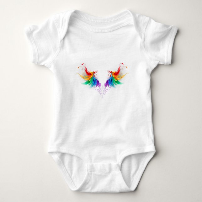 Fluffy Rainbow Wings Baby Strampler (Vorderseite)