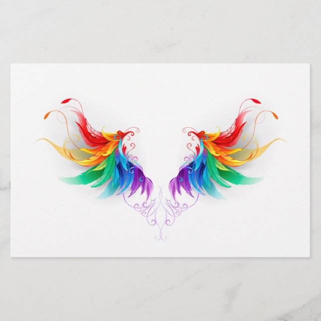 Fluffy Rainbow Wings Briefpapier (Vorderseite)
