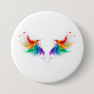 Fluffy Rainbow Wings Button