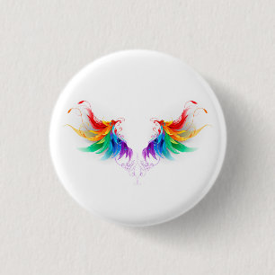 Fluffy Rainbow Wings Button