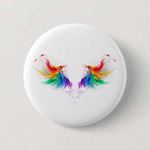 Fluffy Rainbow Wings Button
