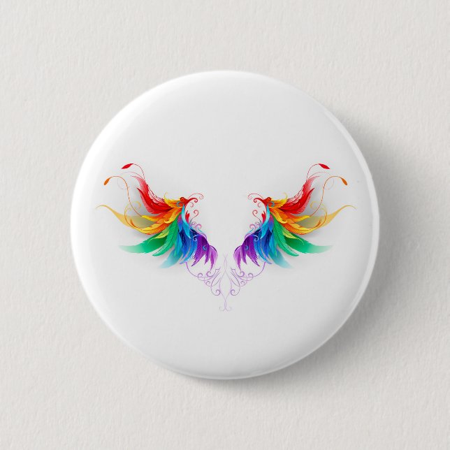 Fluffy Rainbow Wings Button (Vorderseite)