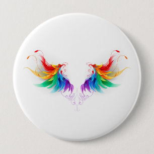 Fluffy Rainbow Wings Button