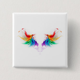 Fluffy Rainbow Wings Button