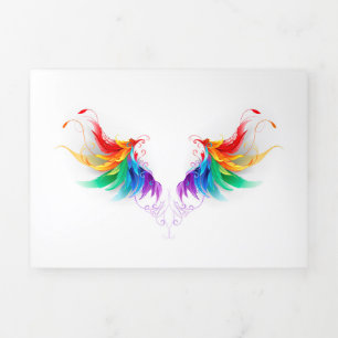 Fluffy Rainbow Wings Dreifach Gefaltete Einladung