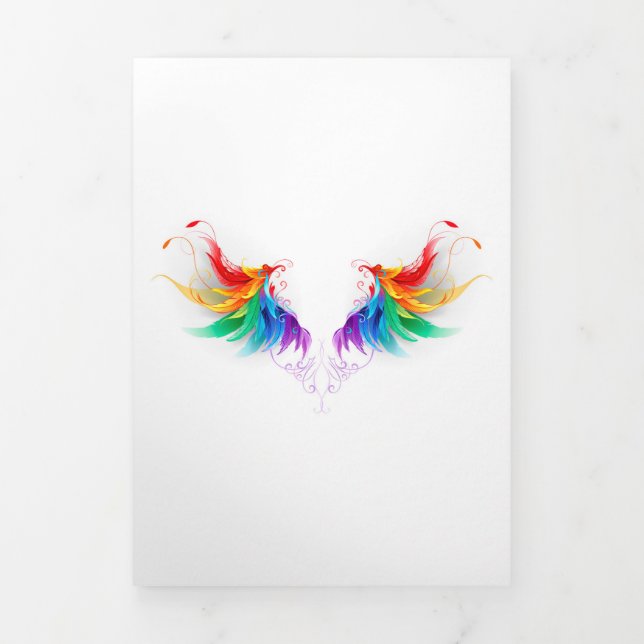 Fluffy Rainbow Wings Dreifach Gefaltete Karte (Cover)