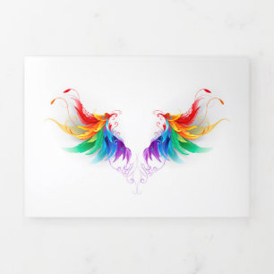 Fluffy Rainbow Wings Dreifach Gefaltete Urlaubskarte