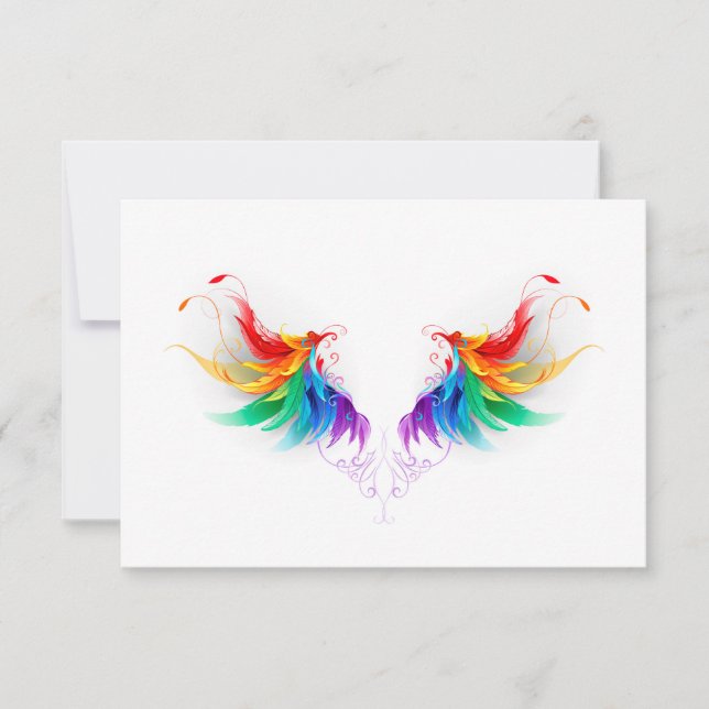 Fluffy Rainbow Wings Einladung (Vorderseite)