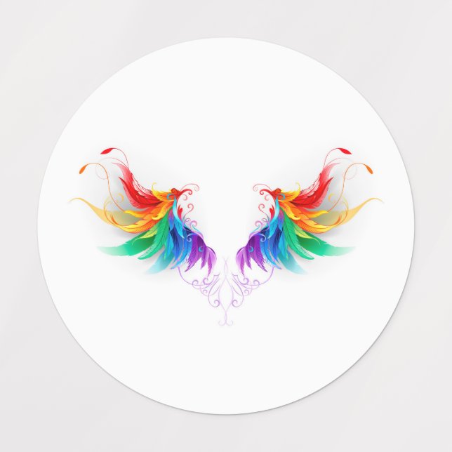 Fluffy Rainbow Wings Etiketten (Design 1)