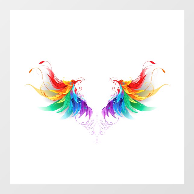 Fluffy Rainbow Wings Fensteraufkleber (Blatt)