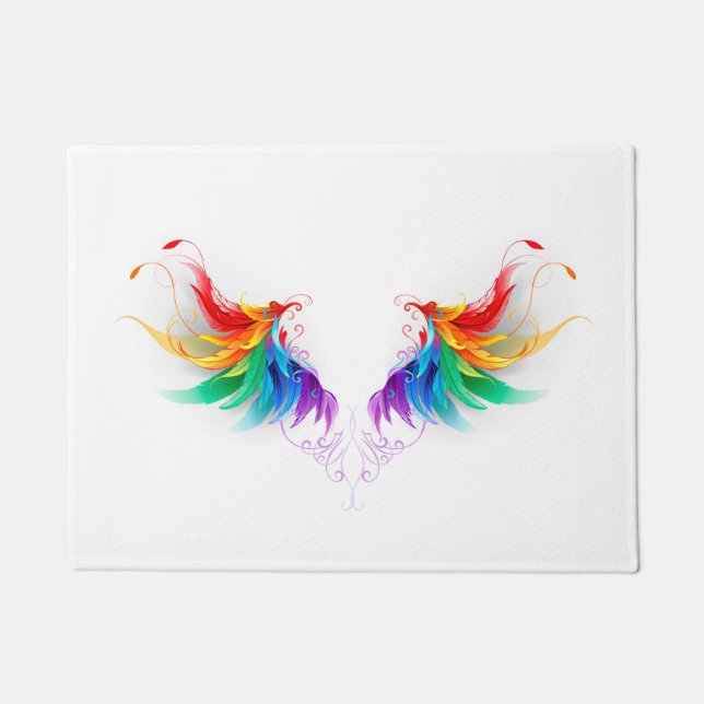 Fluffy Rainbow Wings Fußmatte (Vorderseite)