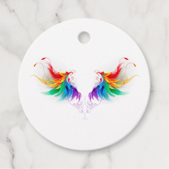 Fluffy Rainbow Wings Geschenkanhänger (Vorderseite)