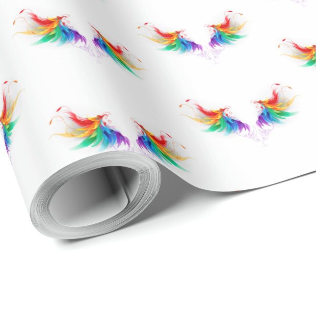 Fluffy Rainbow Wings Geschenkpapier (Rolleneckpunkt)