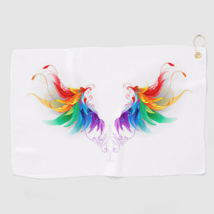 Fluffy Rainbow Wings Golfhandtuch