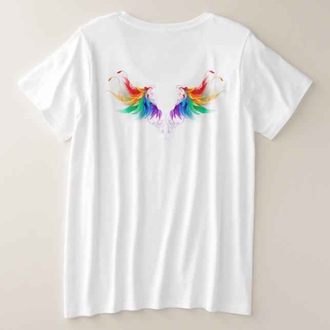 Fluffy Rainbow Wings Große Größe T-Shirt (Design Rückseite)