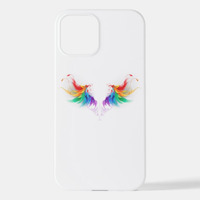 Fluffy Rainbow Wings iPhone 12 Hülle (Rückseite)