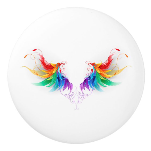 Fluffy Rainbow Wings Keramikknauf (Vorderseite)