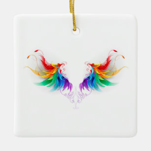 Fluffy Rainbow Wings Keramikornament