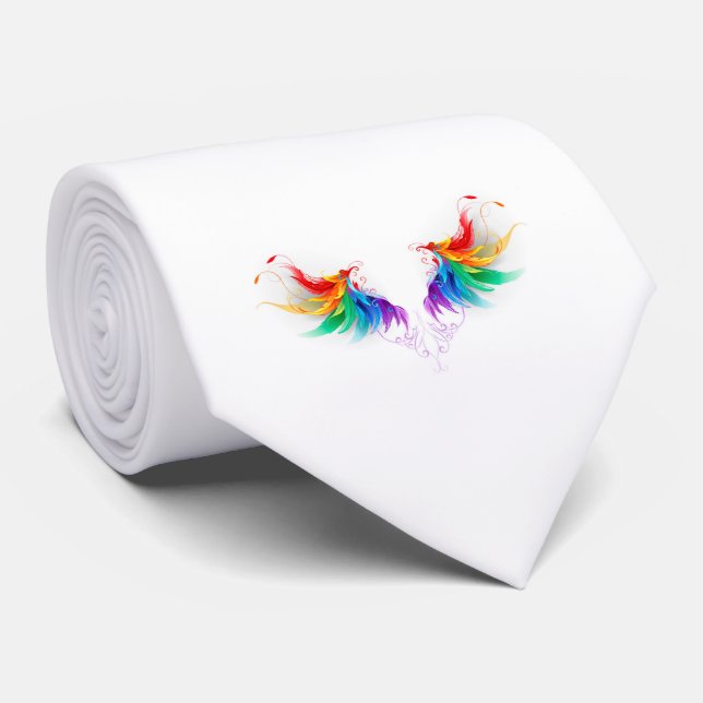 Fluffy Rainbow Wings Krawatte (Gerollt)