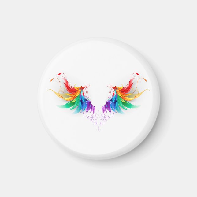 Fluffy Rainbow Wings Magnet (Vorne)