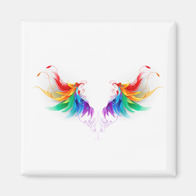 Fluffy Rainbow Wings Magnet (Vorne)
