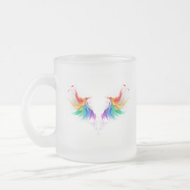 Fluffy Rainbow Wings Mattglastasse (Links)
