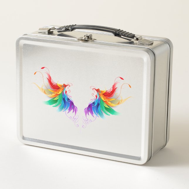 Fluffy Rainbow Wings Metall Brotdose (Vorderseite)