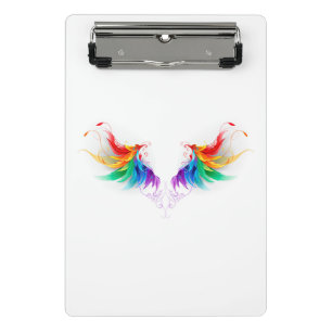 Fluffy Rainbow Wings Mini Klemmbrett