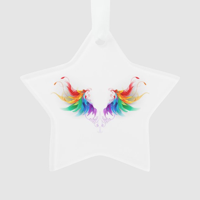 Fluffy Rainbow Wings Ornament (Vorderseite)
