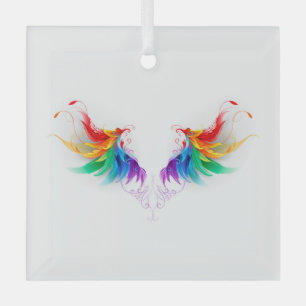 Fluffy Rainbow Wings Ornament Aus Glas